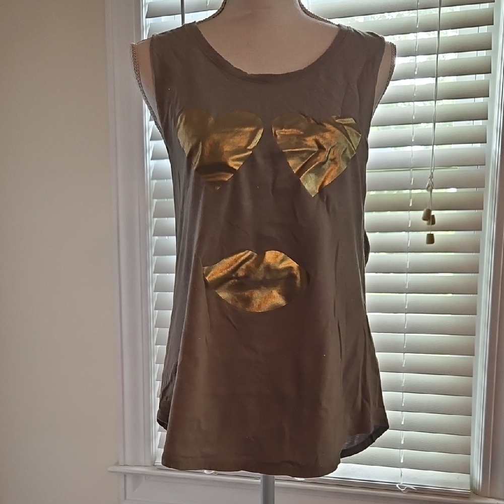 Zumba Fitness Graphic Grey/Gold Sleeveless Tank Top